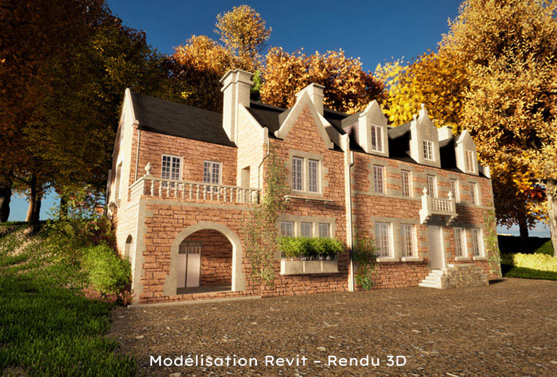 Modélisation 3D revit, rendu 3D